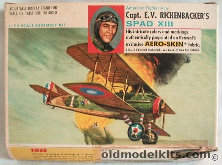 Renwal 1/72 Capt. E.V. Rickenbacker's Spad XIII with Aeroskin Fabric, 261-69 plastic model kit